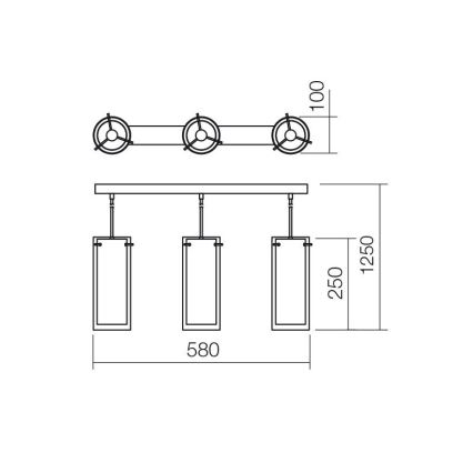 Redo 01-1257 - Lampadario a sospensione con filo QIPAO 3xE27/60W/230V