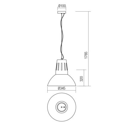 Redo 01-1281 - Lampadario a sospensione con cavo PEEP 1xE27/42W/230V Ø 34,5 cm nero