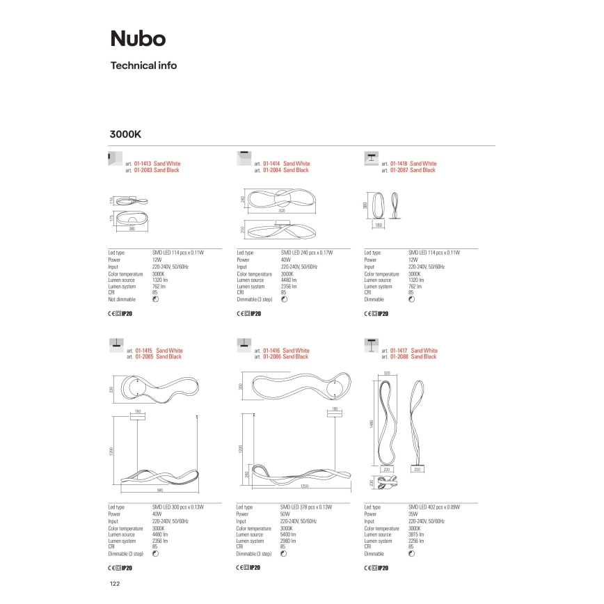 Redo 01-1417 - Lampada da terra LED dimmerabile NUBO LED/35W/230V bianca