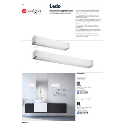 Redo 01-1424 - Applique da bagno LEDO LED/16W/230V IP44