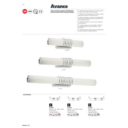 Redo 01-1431 - Applique a LED AVANCE LED/14W/230V 63 cm bianco