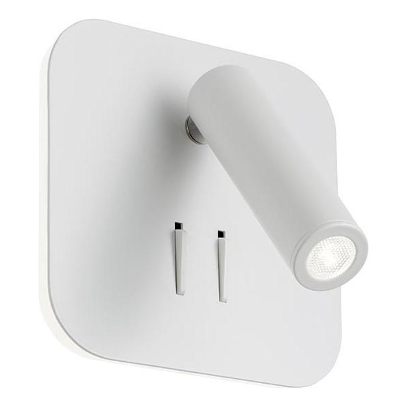 Redo 01-1491 - Lampada da parete LED QUDA LED/6W/230V + LED/3W CRI 90 USB bianco