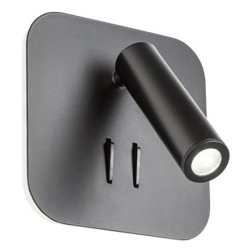 Redo 01-1492 - Applique LED QUDA LED/6W/230V + LED/3W CRI 90 nero