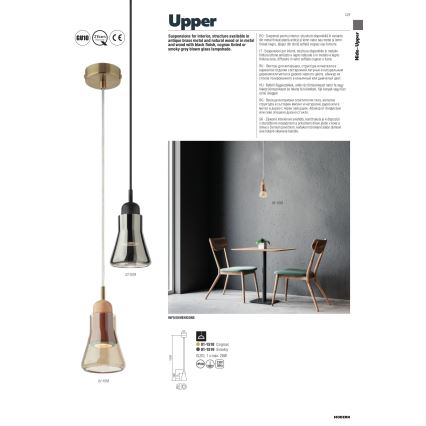 Redo 01-1518 - Lampadario a sospensione con filo UPPER 1xGU10/28W/230V ottone/beige