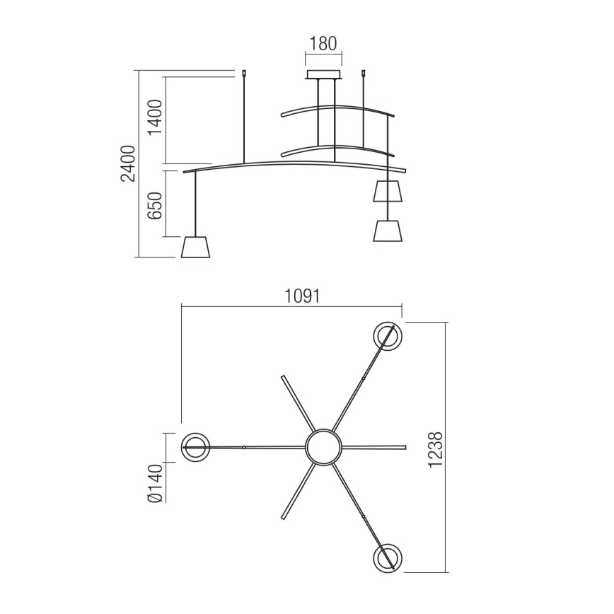 Redo 01-1524 - Lampadario LED a sospensione con filo LOLLI 3xLED/6W/230V bianco