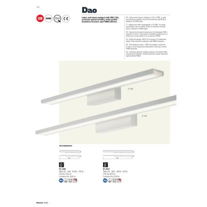Redo 01-1527 - Illuminazione LED per specchio da bagno DAO LED/36W/230V 90 cm IP44 bianco