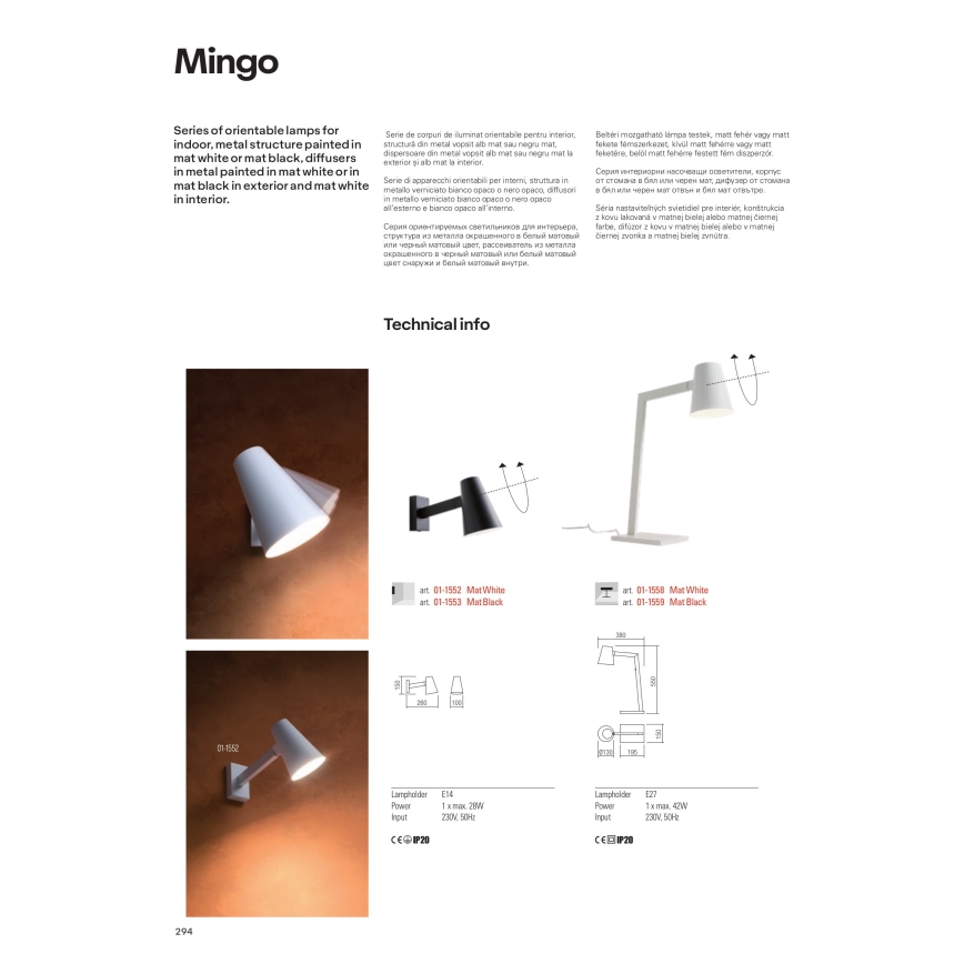 Redo 01-1556 - Lampada da terra MINGO 1xE27/42W/230V bianca