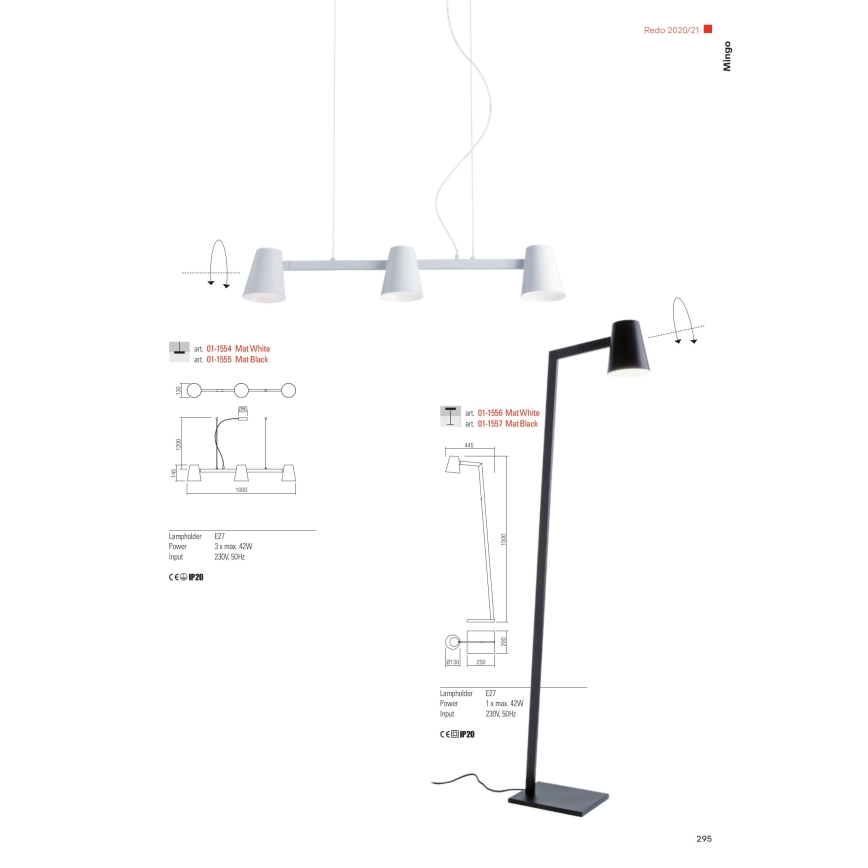 Redo 01-1557 - Lampada da terra MINGO 1xE27/42W/230V nera