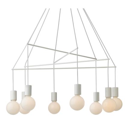Redo 01-1564 - Lampadario a cavo MIKADO 8xE27/42W/230V pr. 82 cm bianco