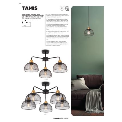 Redo 01-1573 - Lampadario a sospensione con cavo TAMIS 3xE27/42W/230V Ø 59 cm, nero
