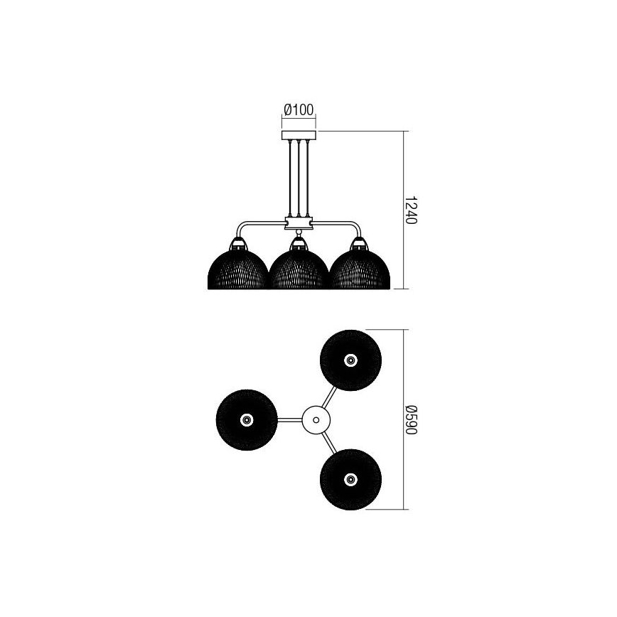 Redo 01-1573 - Lampadario a sospensione con cavo TAMIS 3xE27/42W/230V Ø 59 cm, nero