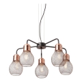 Redo 01-1580 - Lampadario a cavo EDISON 5xE27/42W/230V Ø 53 cm nero/rame