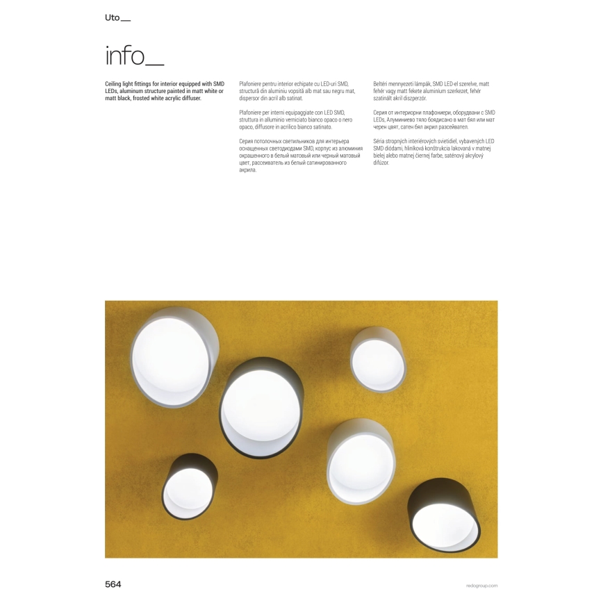 Redo 01-1627 - Faretto a LED UTO, 12W/230V, Ø 12 cm, bianco