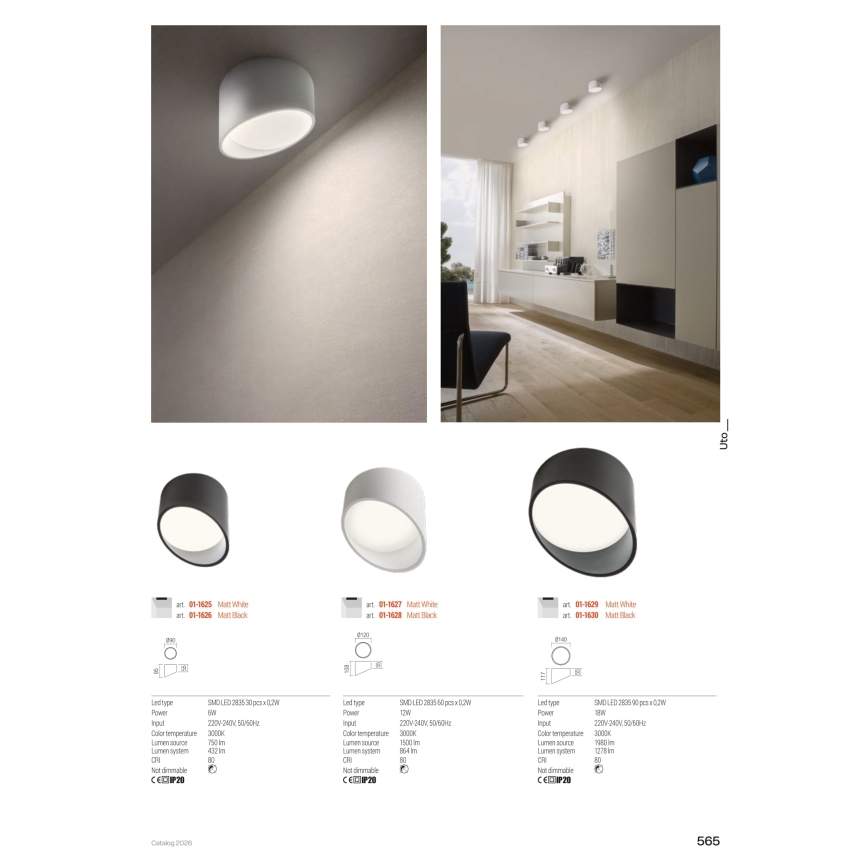 Redo 01-1629 - Faretto LED UTO LED/18W/230V Ø 14 cm bianco