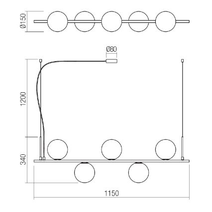 Redo 01-1635 - Lampadario a sospensione con filo TALIS 5xE14/28W/230V