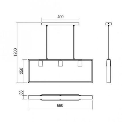 Redo 01-1665 - Lampadario a sospensione con filo TIMBER 3xE27/42W/230V faggio