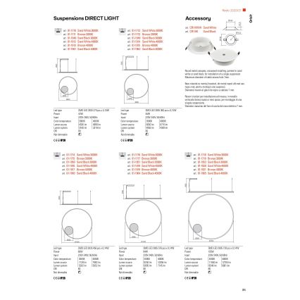 Redo 01-1713 - Lampadario dimmerabile a cavo ORBIT LED/55W/230V bronzo