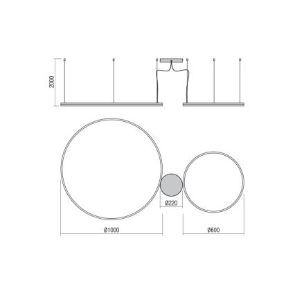 Redo 01-1721 - Lampadario LED a sospensione con filo ORBIT LED/42W + LED/66W/230V bronzo