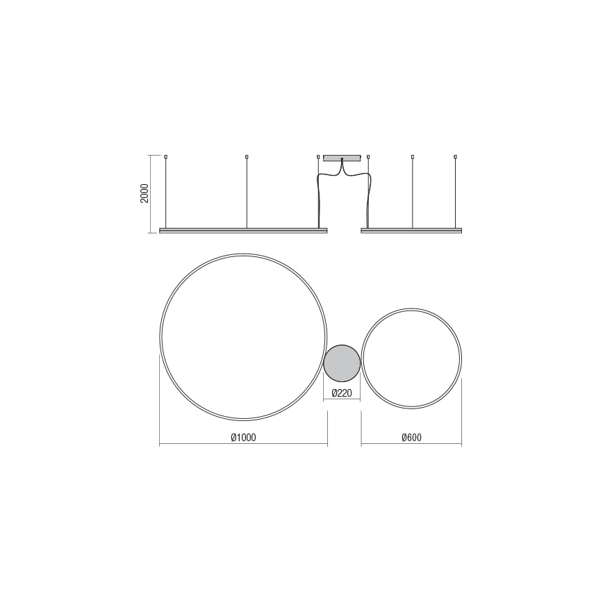 Redo 01-1721 - Lampadario LED a sospensione con filo ORBIT LED/42W + LED/66W/230V bronzo