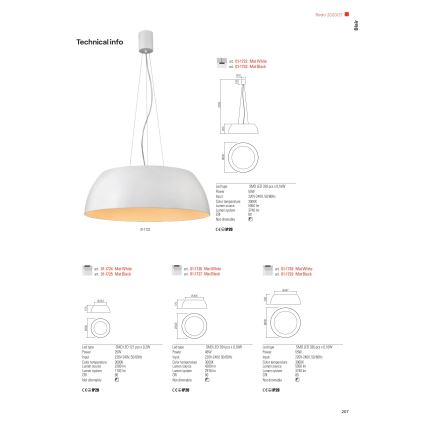 Redo 01-1732 - Lampadario LED a sospensione con filo BLAIR LED/55W/230V 3000K bianco