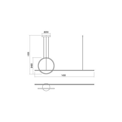 Redo 01-1735 - Lampadario a sospensione con filo LED dimmerabile GIOTTO LED/46W/230V nero