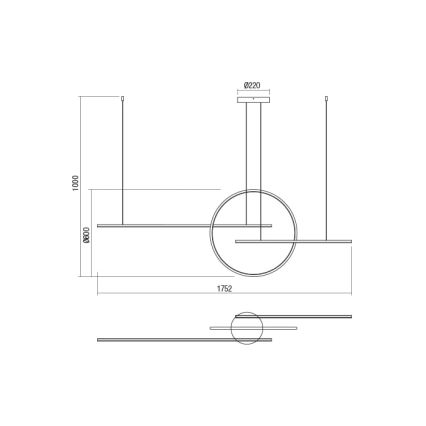 Redo 01-1737 - Lampadario a sospensione con filo LED dimmerabile GIOTTO LED/56W/230V nero