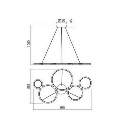 Redo 01-1742 - Lampadario LED a sospensione con filo RADIUS LED/45W/230V bianco