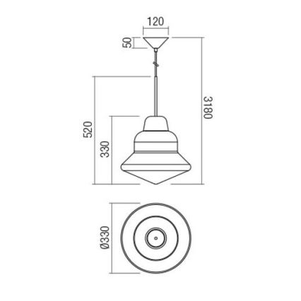Redo 01-1771 - Lampadario a sospensione con filo AMNO 1x/E27/42W/230V diametro 33 cm grigio