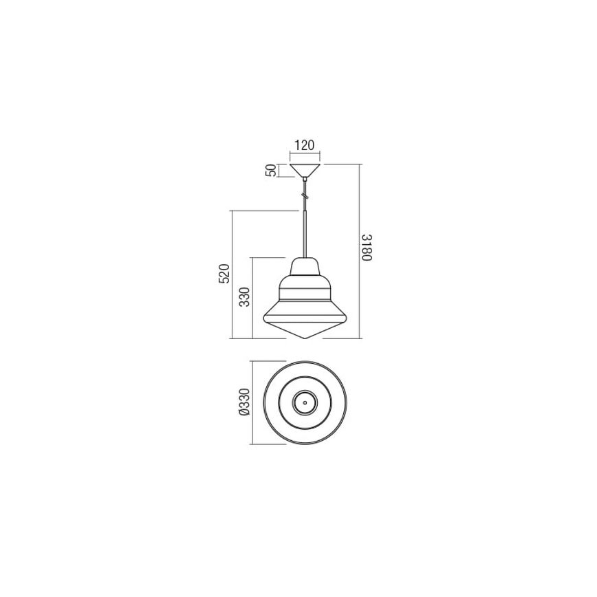 Redo 01-1771 - Lampadario a sospensione con filo AMNO 1x/E27/42W/230V diametro 33 cm grigio