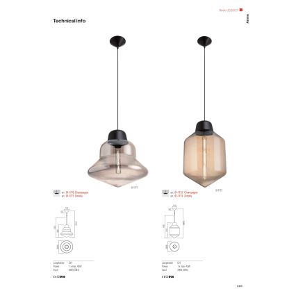 Redo 01-1772 - Lampadario a sospensione con filo AMNO 1x/E27/42W/230V diametro 26 cm beige