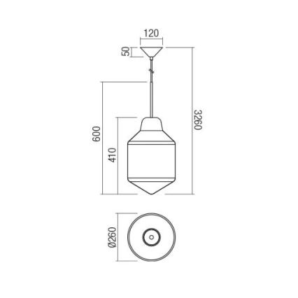 Redo 01-1773 - Lampadario a sospensione con filo AMNO 1x/E27/42W/230V diametro 26 cm grigio