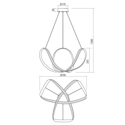 Redo 01-1784 - Lampadario a sospensione con filo LED dimmerabile NUCLEO LED/55W/230V bianco