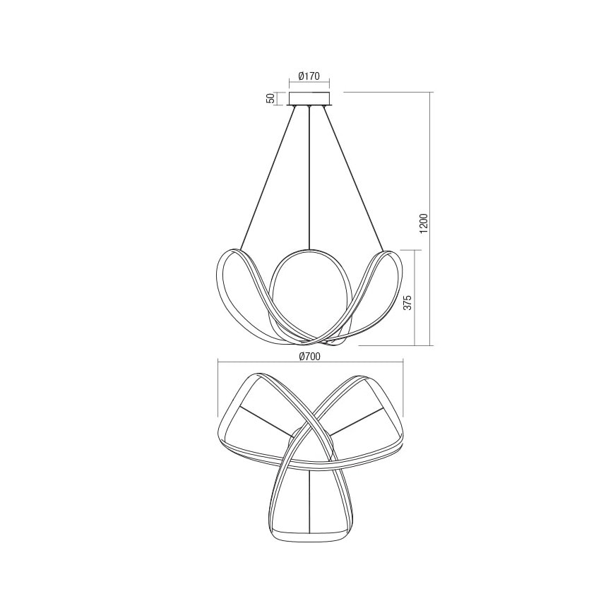 Redo 01-1784 - Lampadario a sospensione con filo LED dimmerabile NUCLEO LED/55W/230V bianco