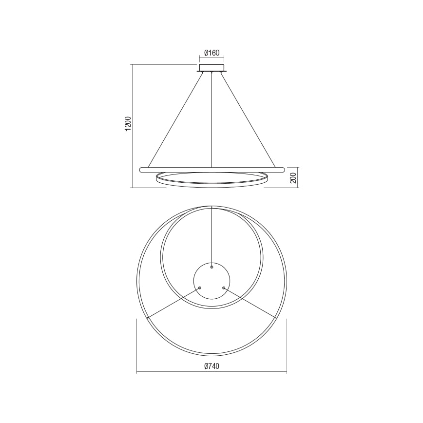 Redo 01-1796 - Lampadario LED a sospensione con filo TORSION LED/40W/230V bronzo