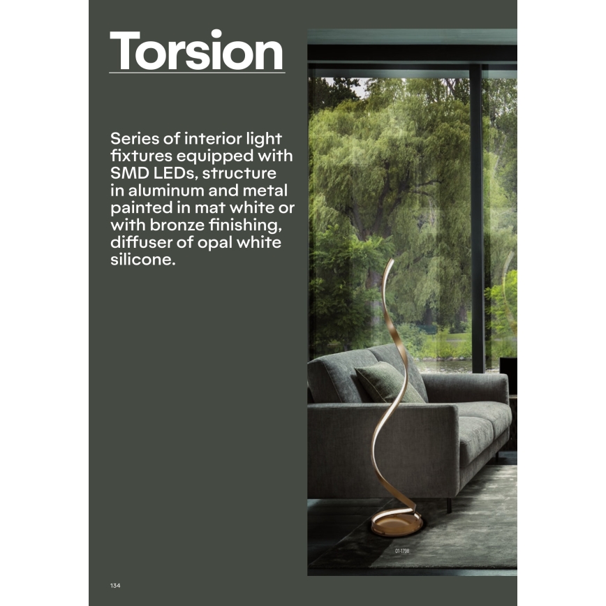 Redo 01-1798 - Lampada da terra dimmerabile a LED TORSION LED/24W/230V, bronzo