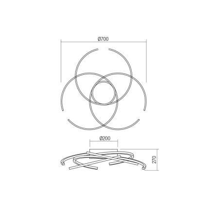 Redo 01-1801 - Plafoniera LED dimmerabile ALIEN LED/60W/230V 3000K diametro 70 cm bianco