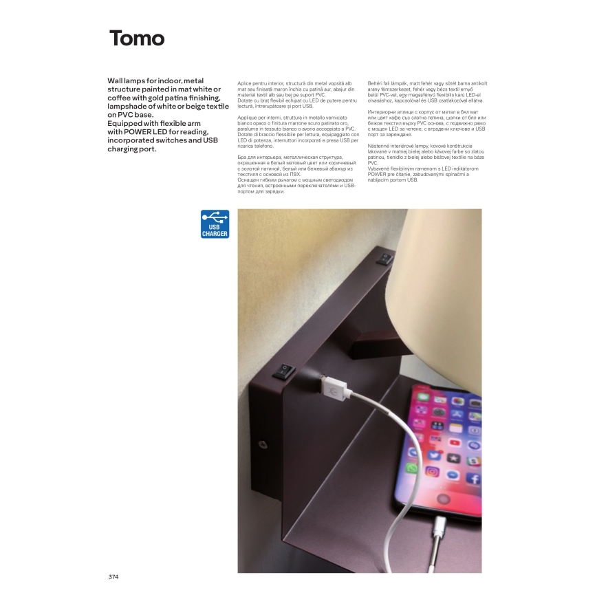 Redo 01-1807 - Applique LED da parete con lampada flessibile TOMO 1xE27/42W/230V + LED/3W/230V bianco