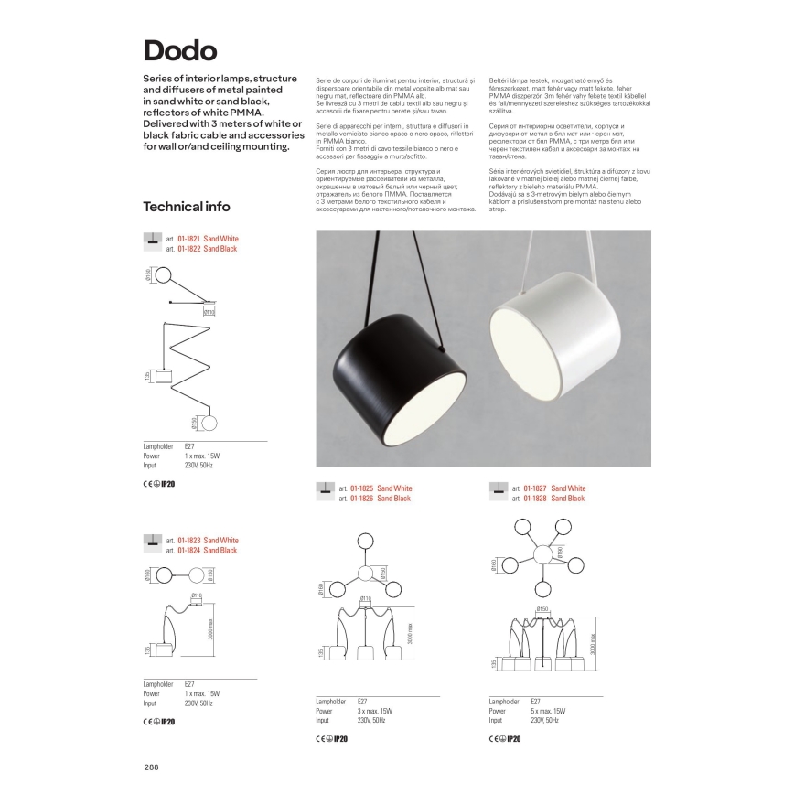 Redo 01-1828 - Lampadario a sospensione con filo DODO 5xE27/15W/230V ragno