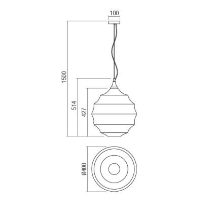 Redo 01-1844 - Lampadario a sospensione con filo SLAG 1xE27/42W/230V diametro 40 cm beige