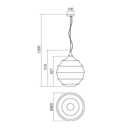 Redo 01-1845 - Lampadario a sospensione con filo SLAG 1xE27/42W/230V diametro 40 cm grigio