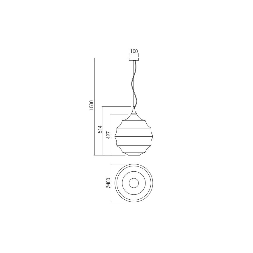 Redo 01-1845 - Lampadario a sospensione con filo SLAG 1xE27/42W/230V diametro 40 cm grigio
