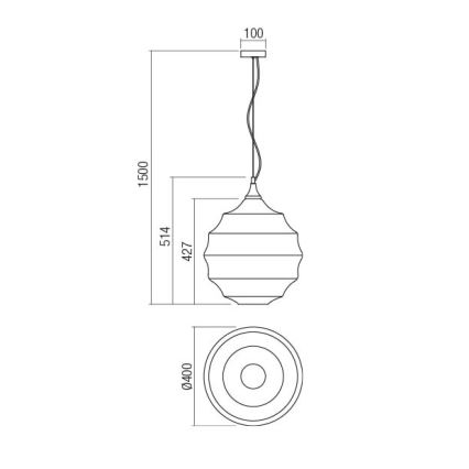 Redo 01-1846 - Lampadario a sospensione con filo SLAG 1xE27/42W/230V diametro 40 cm rame