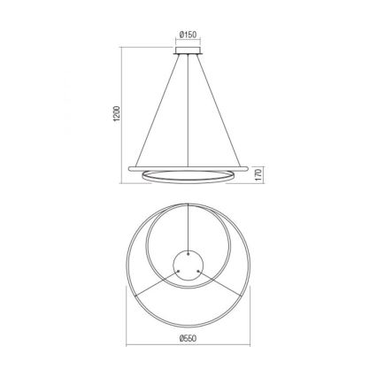 Redo 01-1888 - Lampadario LED dimmerabile sospeso a cavo TORSION LED/29W/230V Ø 55 cm bianco