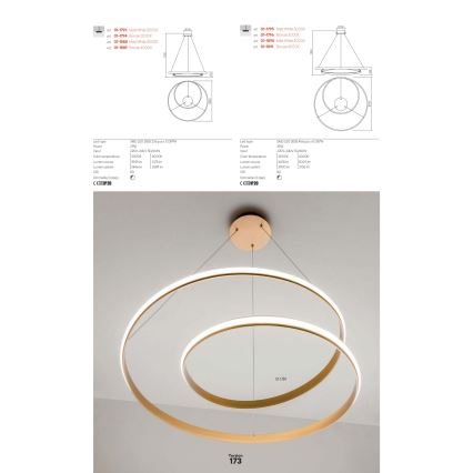 Redo 01-1889 - Lampadario dimmerabile a cavo LED TORSION LED/29W/230V 4000K diam. 55 cm bronzato