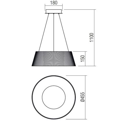 Redo 01-1938 - Lampadario LED a sospensione con filo SARIS LED/36W/230V antracite