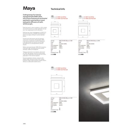 Redo 01-2000 - Plafoniera da soffitto dimmerabile MAYA LED/55W/230V 51x51 cm dorata