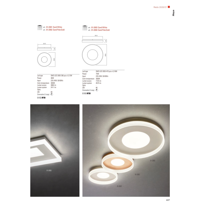 Redo 01-2004 - Plafoniera LED dimmerabile MAYA LED/75W/230V Ø 60 cm oro