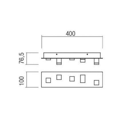 Redo 01-2013 - Plafoniera LED PIXEL LED/15W/230V 3000K 40x10 cm nero