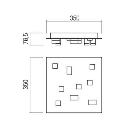 Redo 01-2015 - Plafoniera LED PIXEL LED/27W/230V 3000K 35x35 cm nero