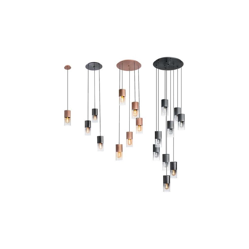 Redo 01-2027 - Lampadario a sospensione con filo IWI 9xE27/42W/230V nero